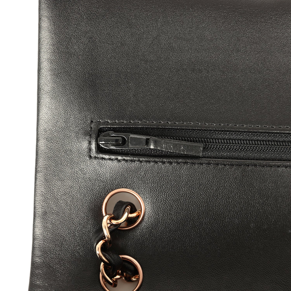 Pre-owned Chanel Medium Classic Double Flap Black Lambskin Rose Gold Hardware