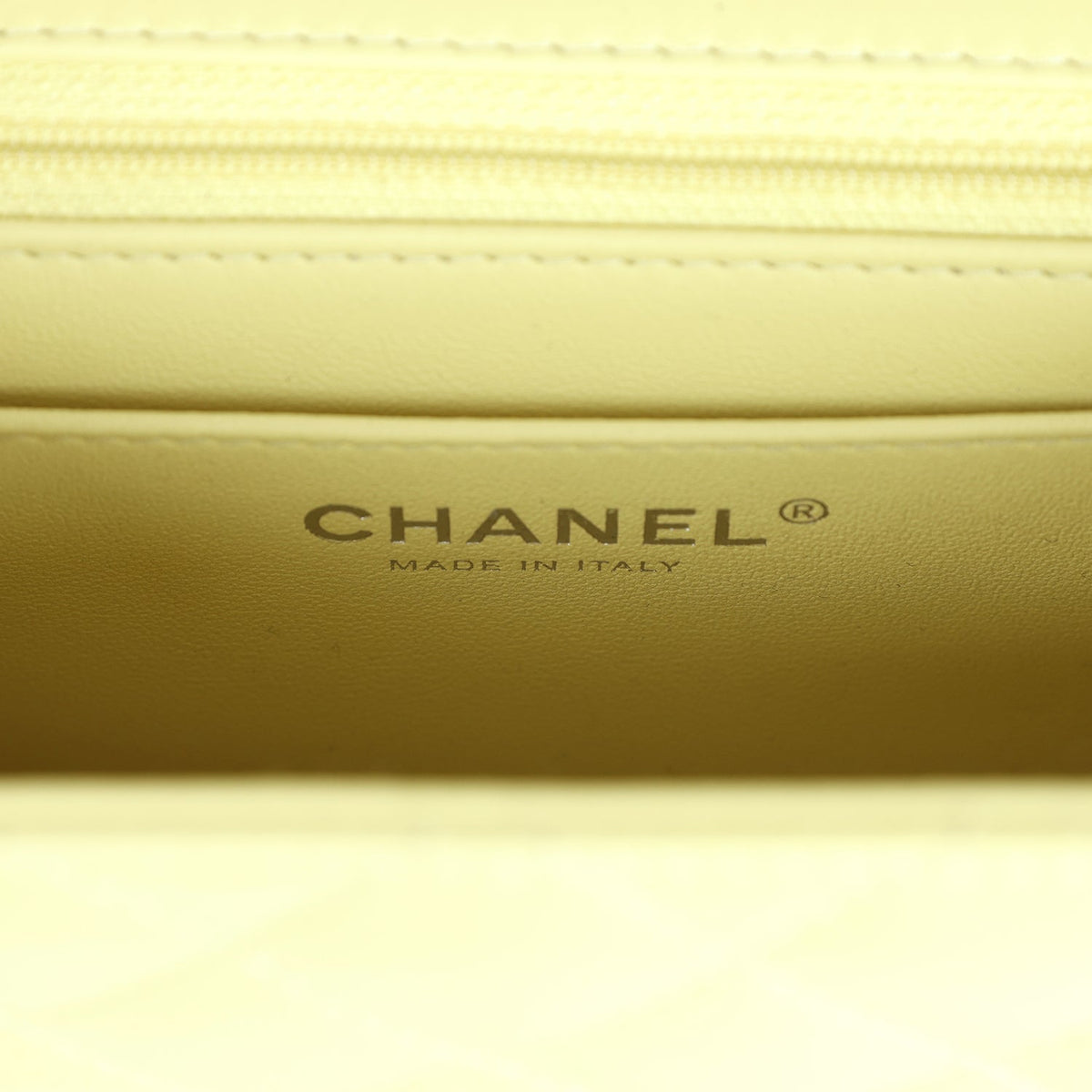 Chanel Mini Square Flap Bag Lime Lambskin Silver Hardware