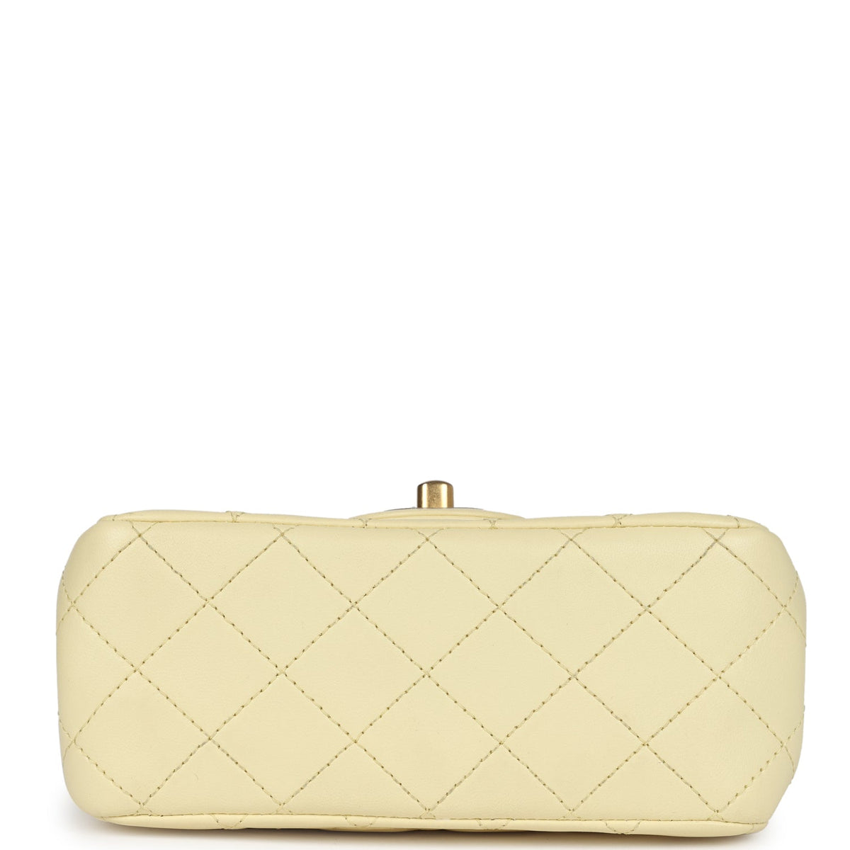 Chanel Mini Camellia Crush Square Flap Yellow Lambskin Antique Gold Hardware