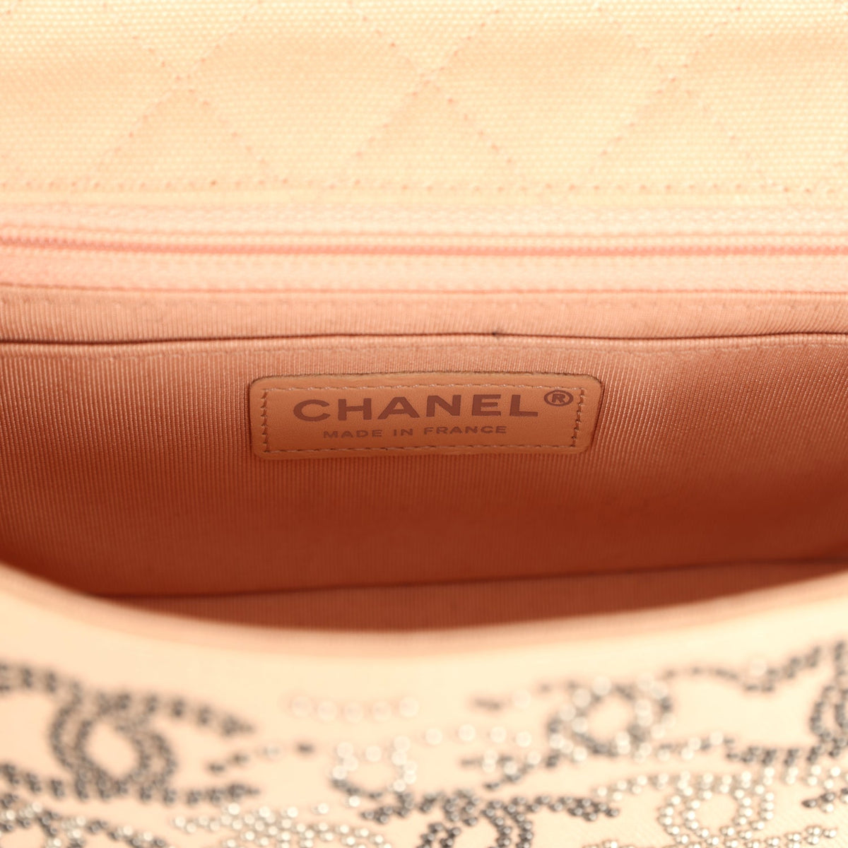Pre-owned Chanel Mini CC Studded Rectangular Flap Bag Light Pink Canvas Ruthenium Hardware