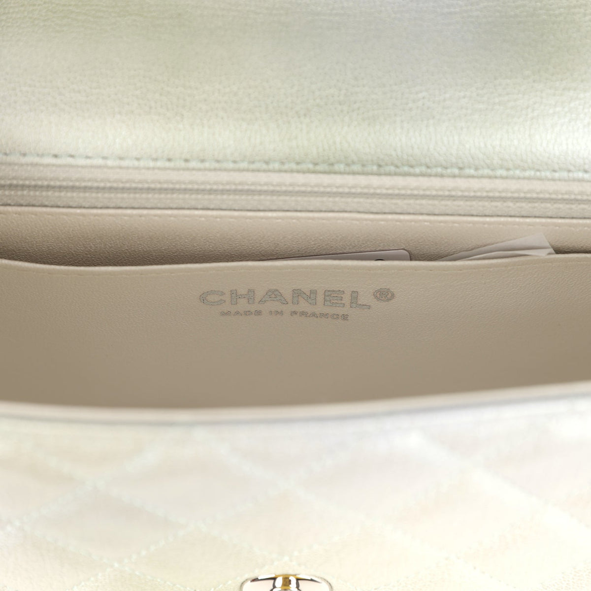 Chanel Mini Classic Rectangular Flap Bag Grey, Green Ombre Iridescent Goatskin Silver Hardware
