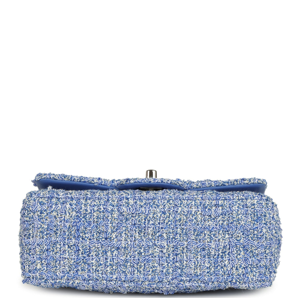 Chanel Mini Rectangular Flap Bag Blue, White Tweed Silver Hardware