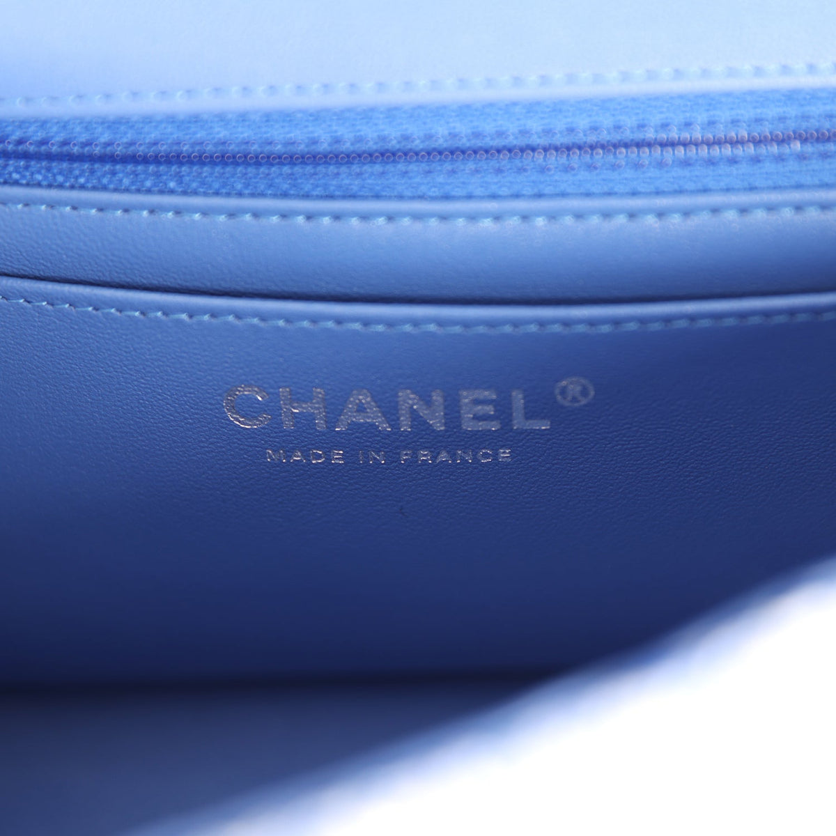 Chanel Mini Rectangular Flap Bag Blue, White Tweed Silver Hardware
