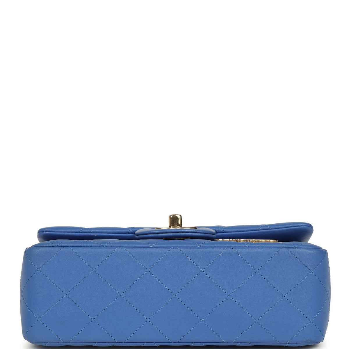 Pre-owned Chanel Mini Rectangular Hollywood Charms Flap Bag Blue Lambskin Light Gold Hardware