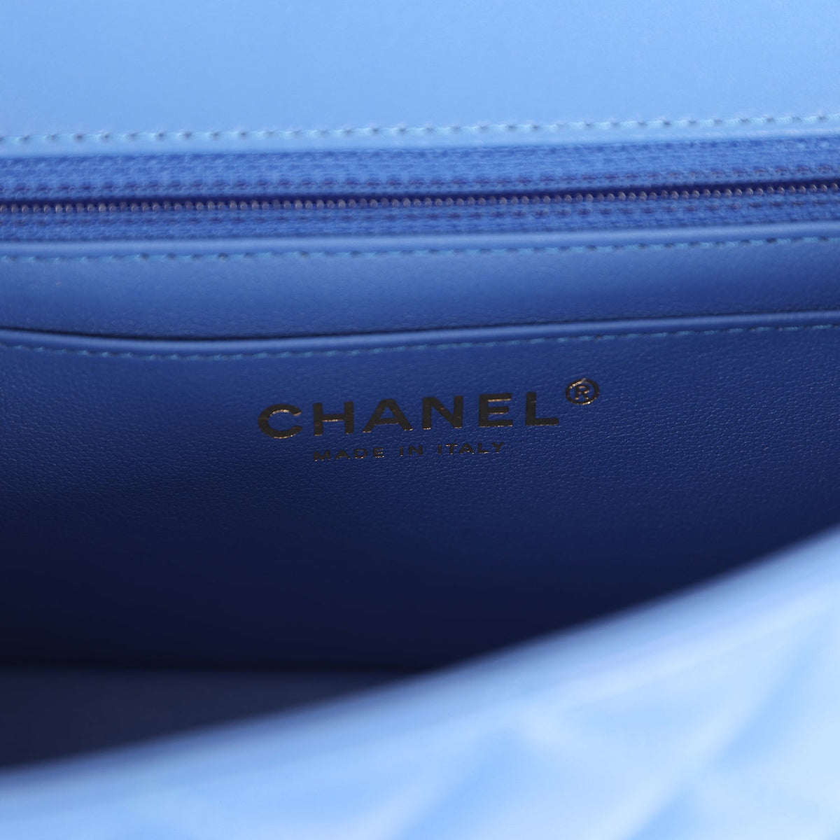 Pre-owned Chanel Mini Rectangular Hollywood Charms Flap Bag Blue Lambskin Light Gold Hardware