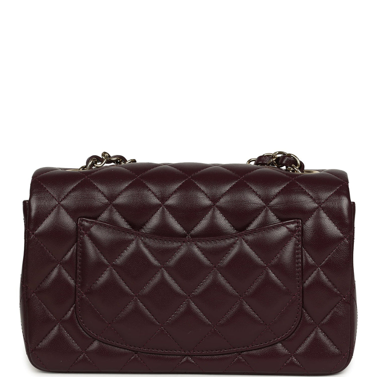 Chanel Mini Classic Rectangular Flap Bag Burgundy Shiny Lambskin Light Gold Hardware
