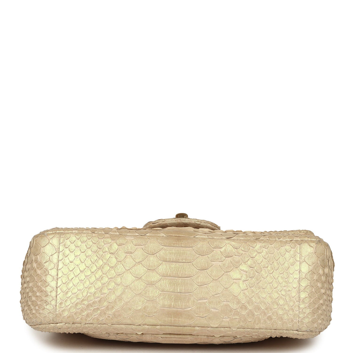 Pre-owned Chanel Mini Rectangular Flap Bag Iridescent Gold Python Gold Hardware