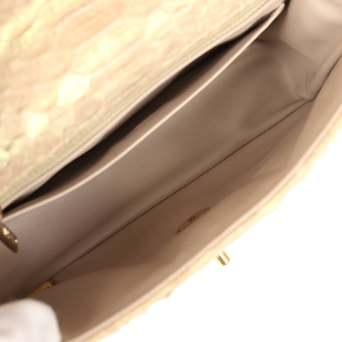 Pre-owned Chanel Mini Rectangular Flap Bag Iridescent Gold Python Gold Hardware