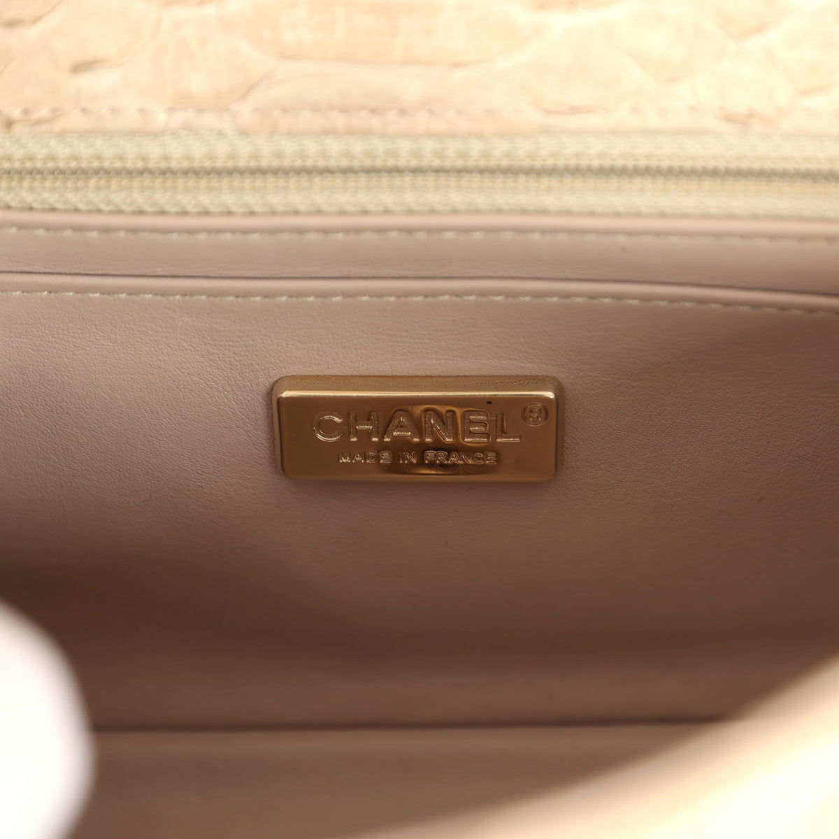 Pre-owned Chanel Mini Rectangular Flap Bag Iridescent Gold Python Gold Hardware