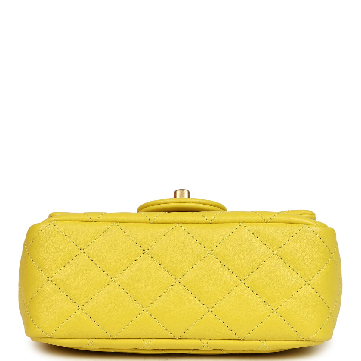 Chanel Mini Pearl Crush Square Flap Bag Yellow Lambskin Brushed Gold Hardware
