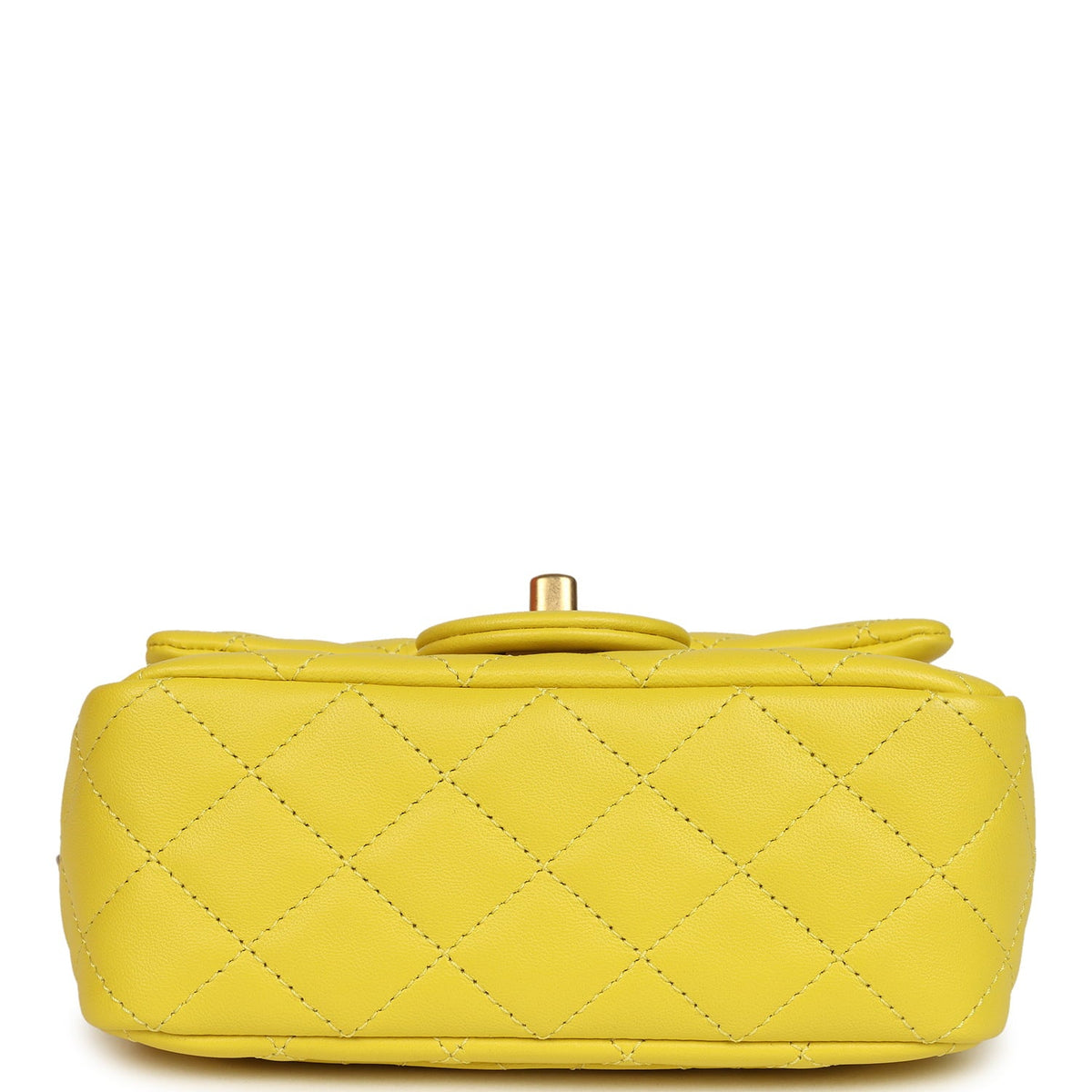 Chanel Mini Pearl Crush Square Flap Bag Yellow Lambskin Brushed Gold Hardware