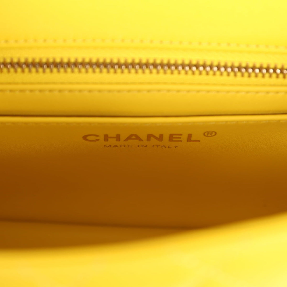 Chanel Mini Pearl Crush Square Flap Bag Yellow Lambskin Brushed Gold Hardware