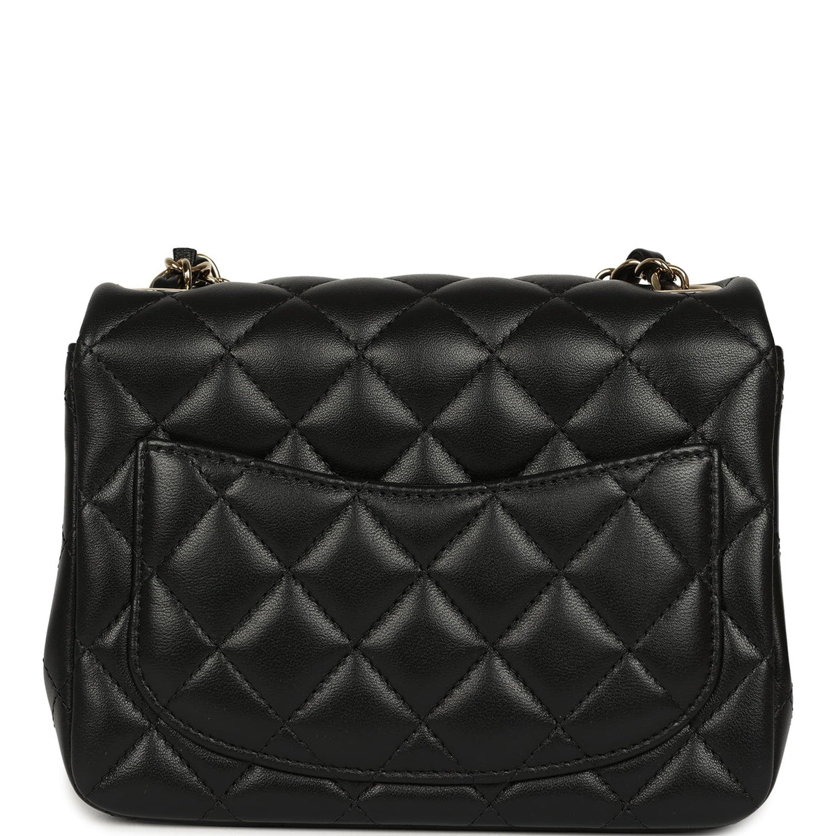 Chanel Mini Classic Square Flap Bag Black Lambskin Light Gold Hardware