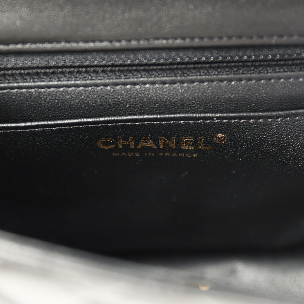 Chanel Mini Classic Square Flap Bag Black Lambskin Light Gold Hardware