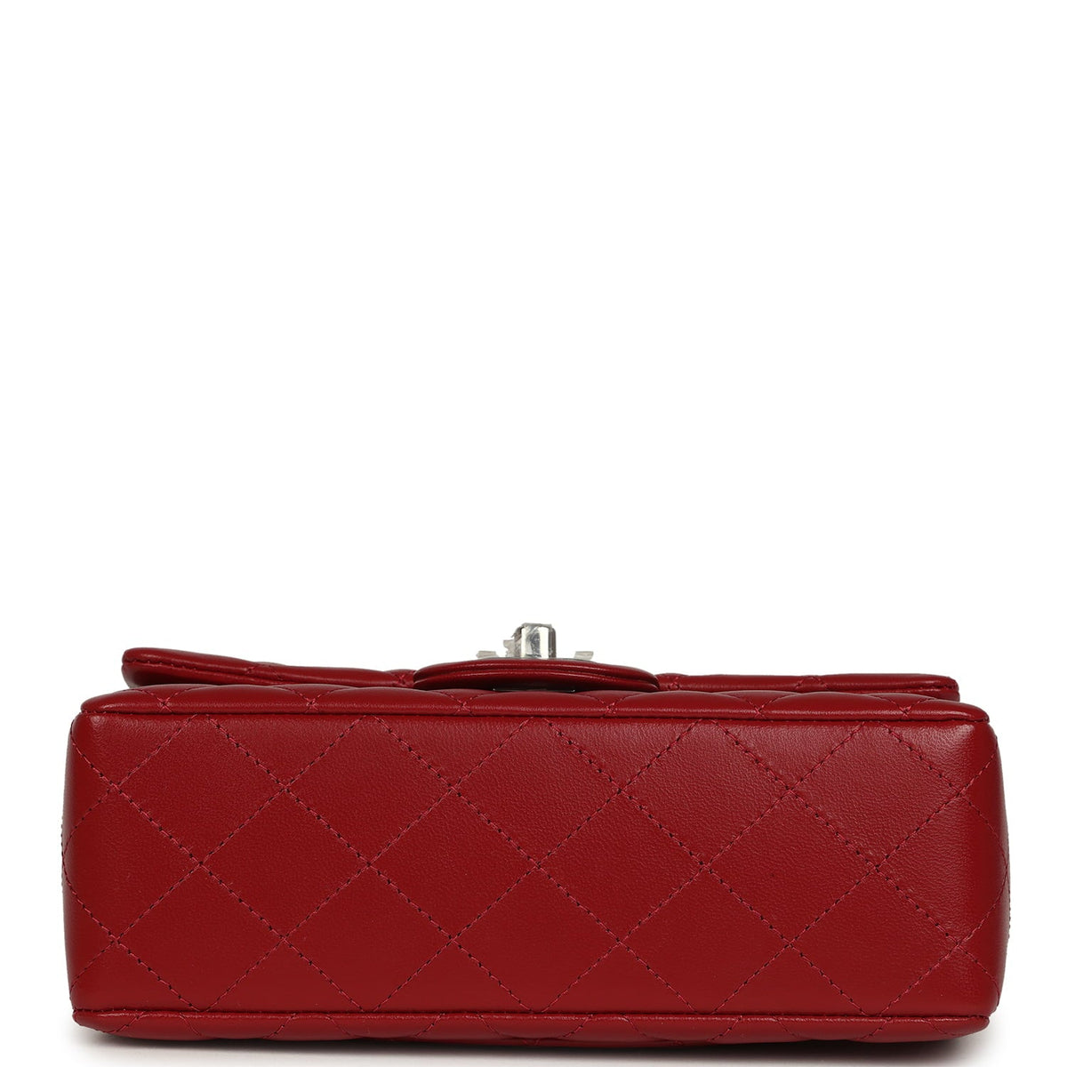 Chanel Mini Classic Rectangular Flap Bag Red Lambskin Silver Hardware