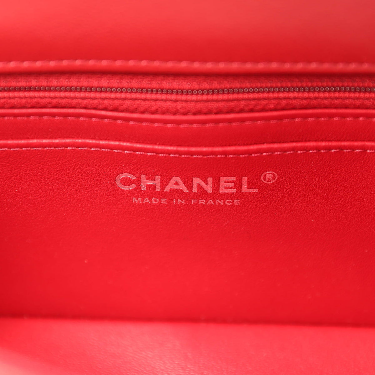 Chanel Mini Classic Rectangular Flap Bag Red Lambskin Silver Hardware