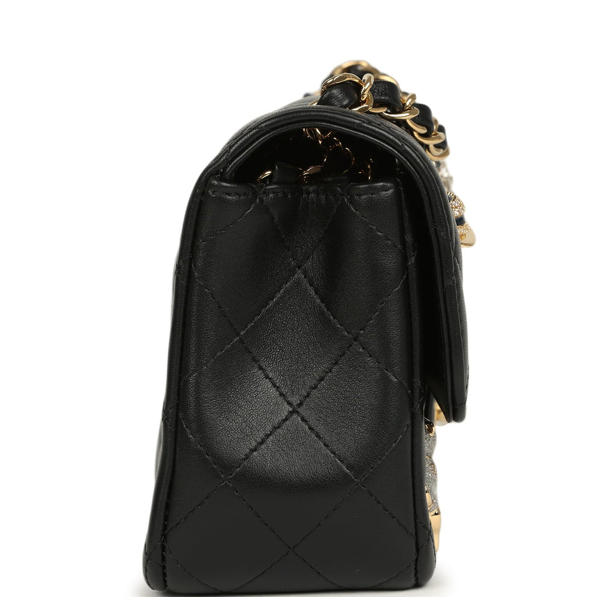 Chanel Mini Classic "Space Charms" Rectangular Flap Bag Black Lambskin Gold Hardware