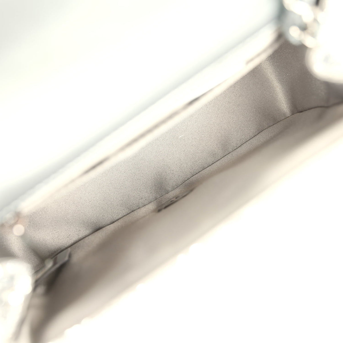 Chanel Mini Classic Square Flap Bag Metallic Silver Sequins Ruthenium Hardware