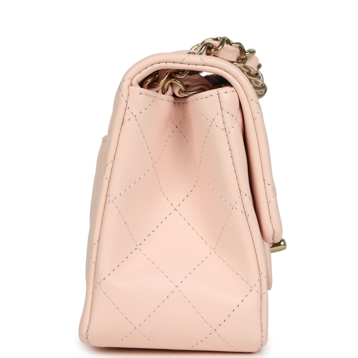 Chanel Mini Classic Square Flap Bag Pink Lambskin Gold Hardware