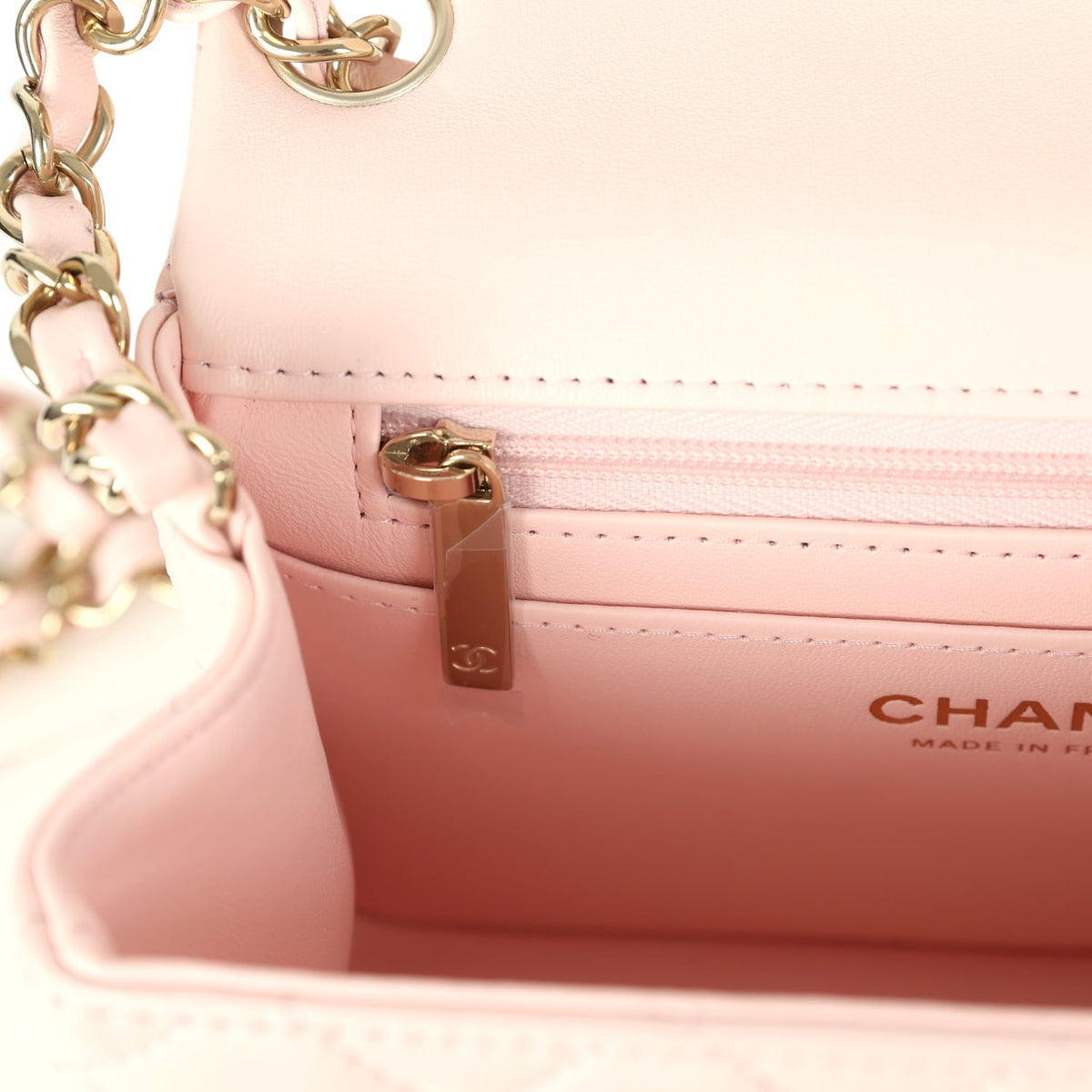 Chanel Mini Classic Square Flap Bag Pink Lambskin Gold Hardware