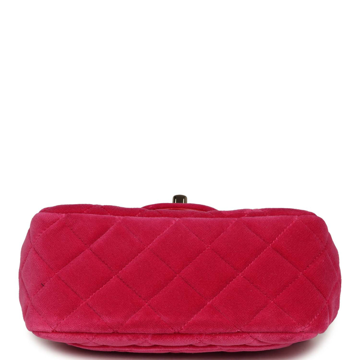 Chanel Mini Pearl Crush Square Flap Bag Fuchsia Velvet Light Gold Hardware