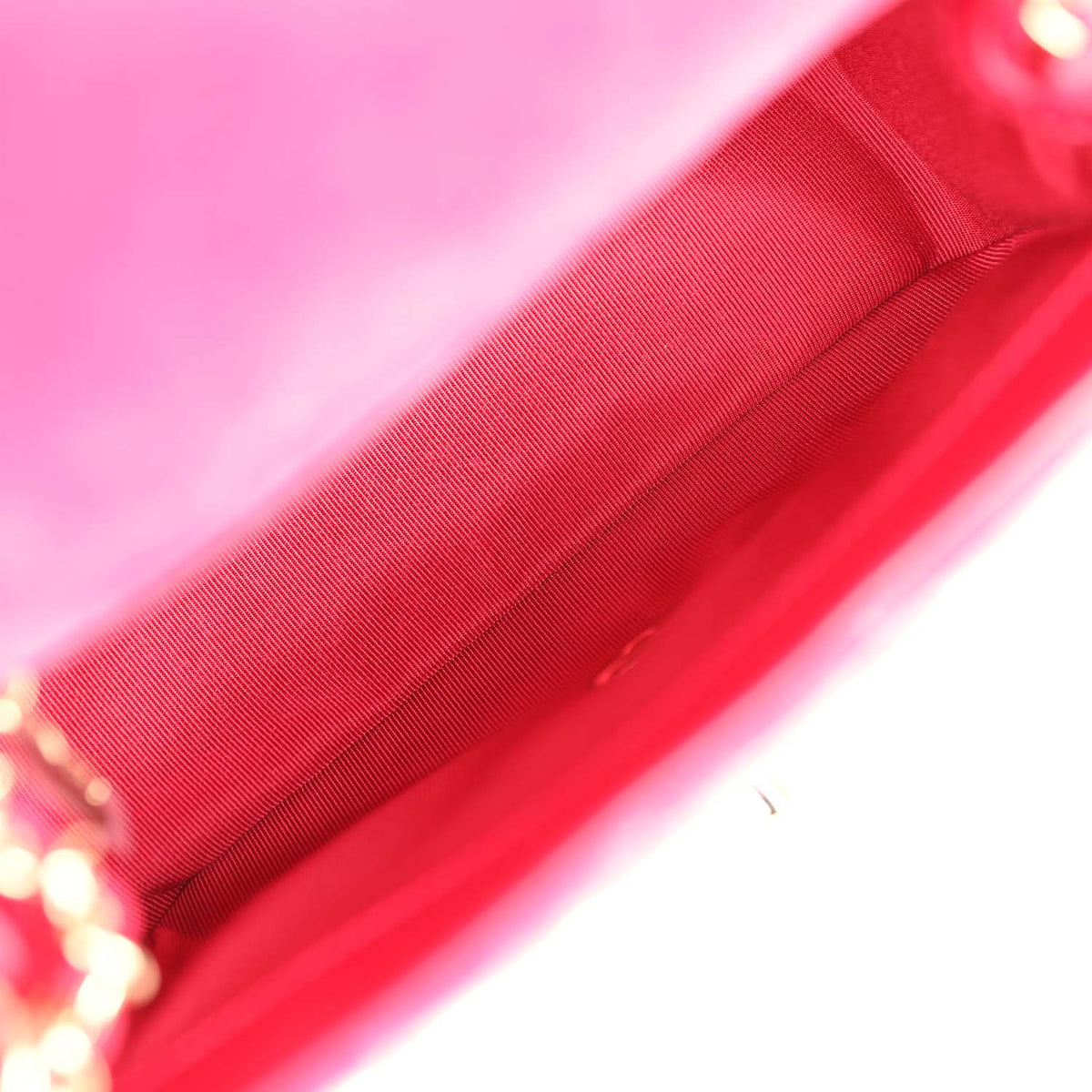 Chanel Mini Pearl Crush Square Flap Bag Fuchsia Velvet Light Gold Hardware