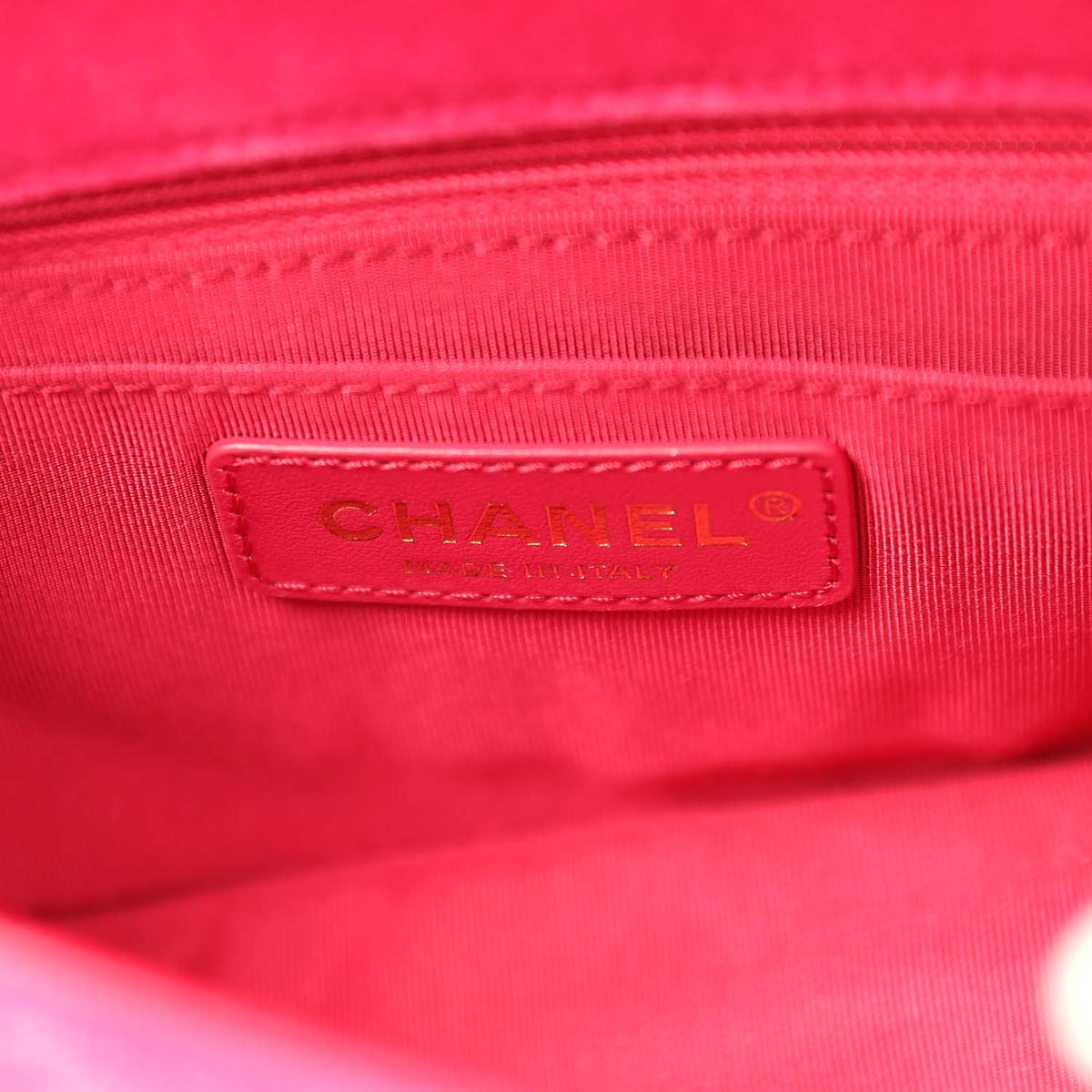 Chanel Mini Pearl Crush Square Flap Bag Fuchsia Velvet Light Gold Hardware
