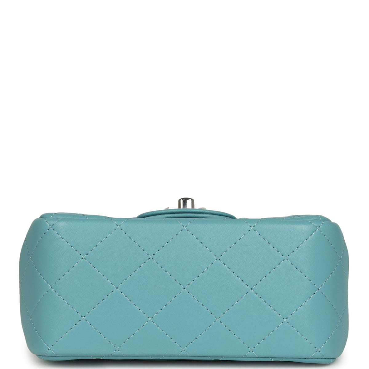 Chanel Mini Classic Square Flap Bag Light Blue Lambskin Silver Hardware