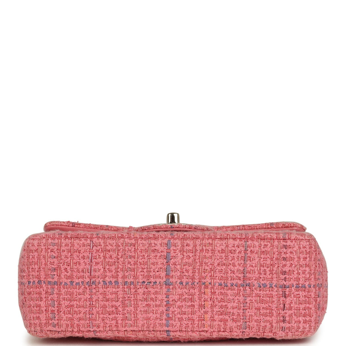 Pre-owned Chanel Mini Classic Rectangular Top Handle Flap Bag Pink Tweed Light Gold Hardware