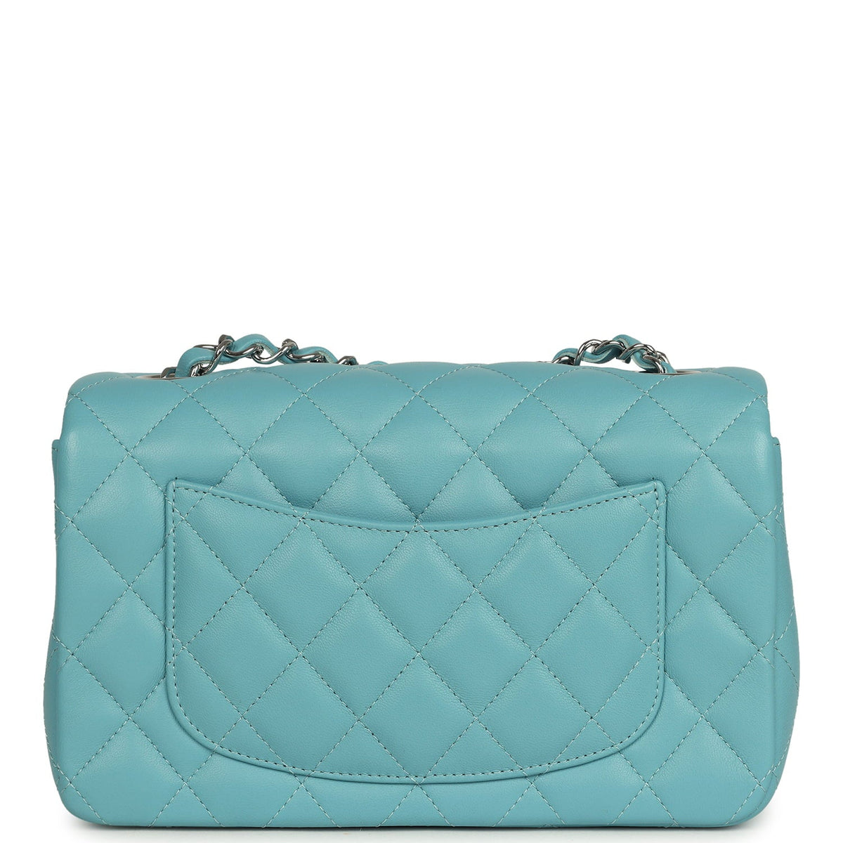 Chanel Mini Rectangular Flap Bag Light Blue Lambskin Light Gold Hardware