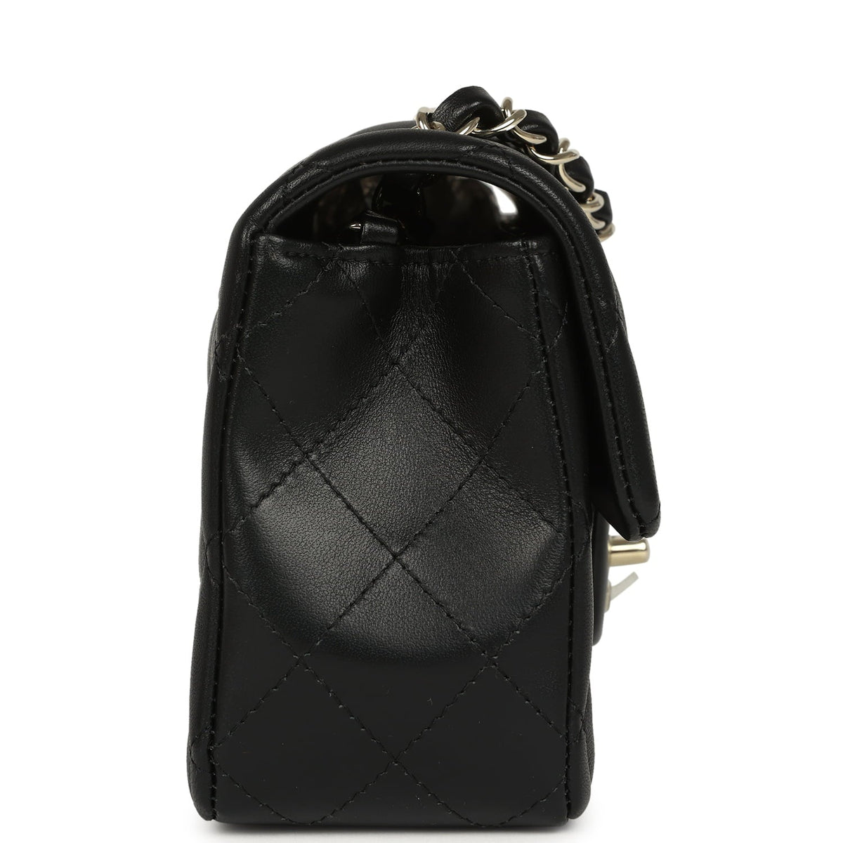 Pre-owned Chanel Mini Classic Rectangular Flap Bag Black Lambskin Light Gold Hardware