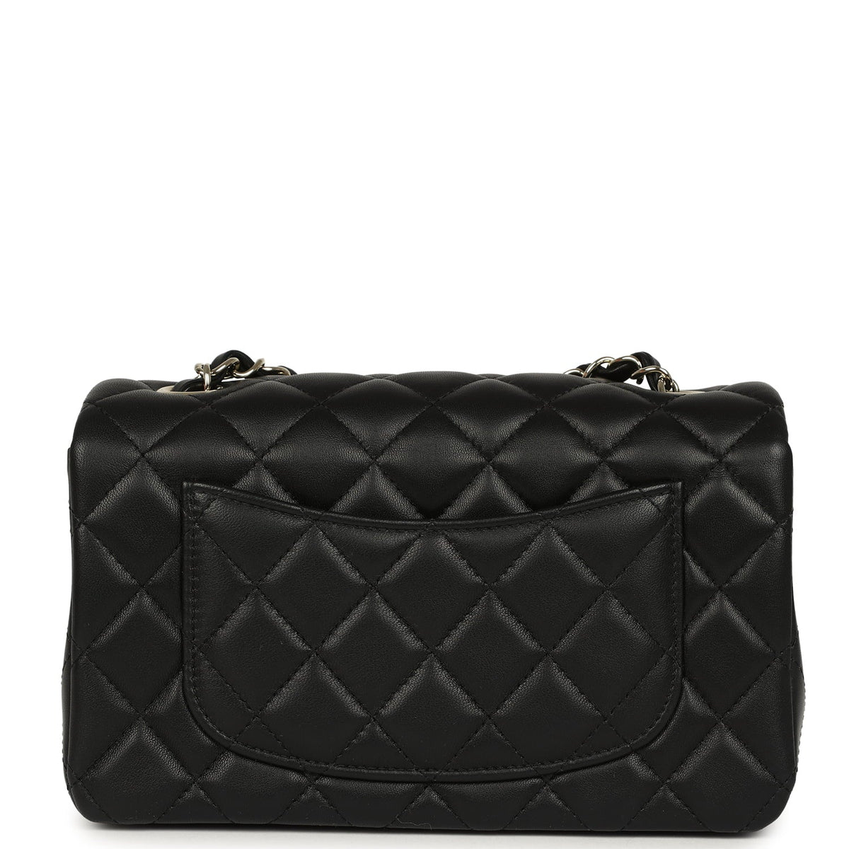 Pre-owned Chanel Mini Classic Rectangular Flap Bag Black Lambskin Light Gold Hardware