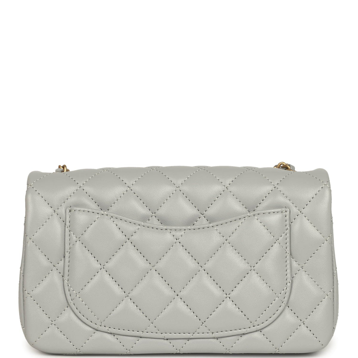 Chanel Mini Pearl Crush Rectangular Flap Bag Grey Lambskin Brushed Gold Hardware