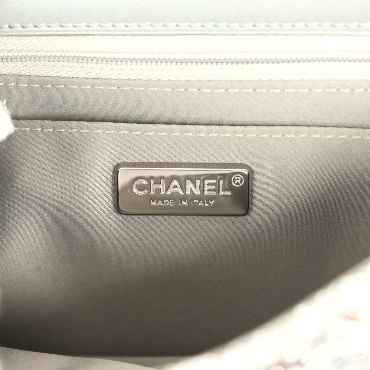 Pre-owned Chanel Mini Classic Square Flap Bag Metallic Silver Sequins Ruthenium Hardware