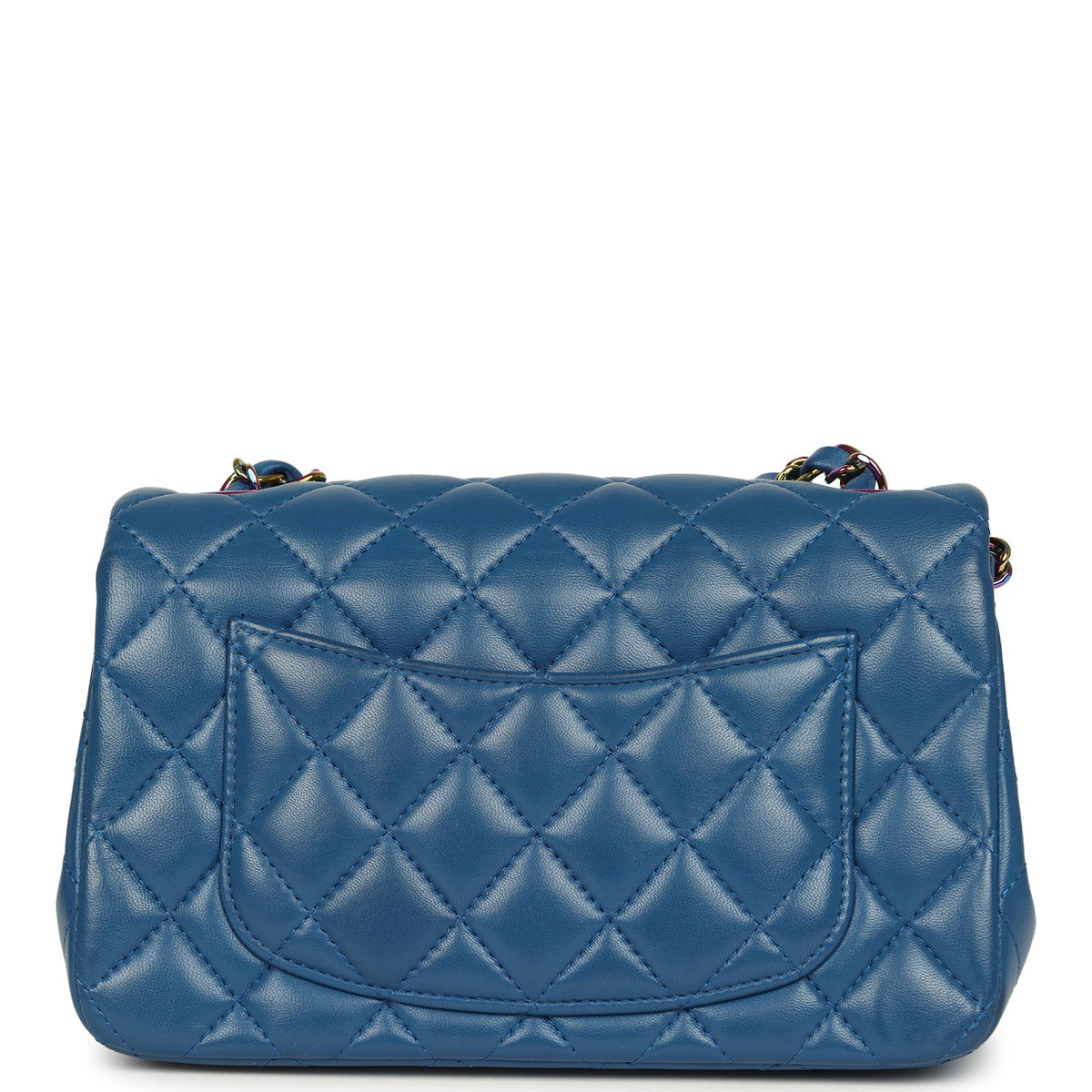 Pre-owned Chanel Mini Rectangular Flap Bag Blue, Purple Lambskin Rainbow Hardware