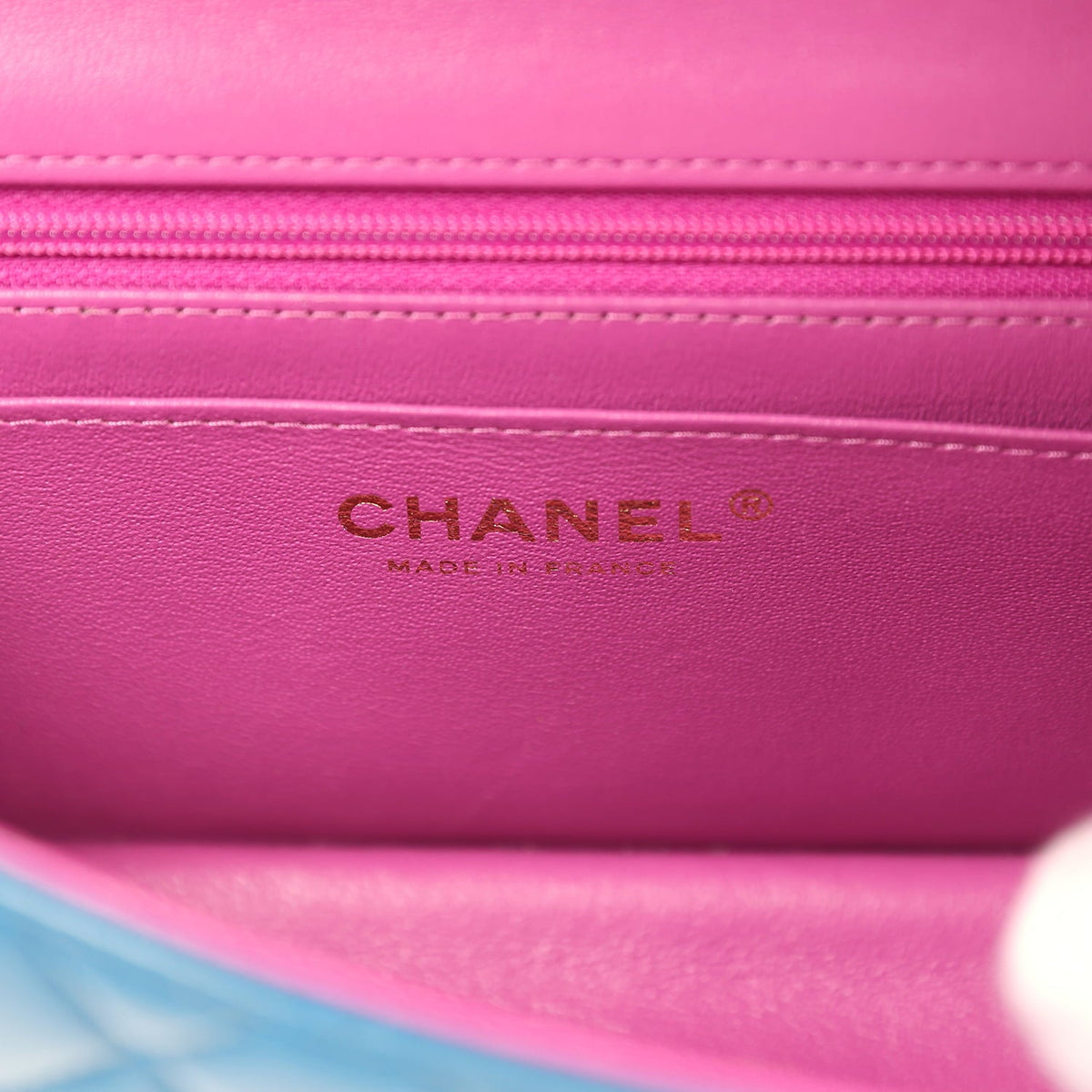 Pre-owned Chanel Mini Rectangular Flap Bag Blue, Purple Lambskin Rainbow Hardware