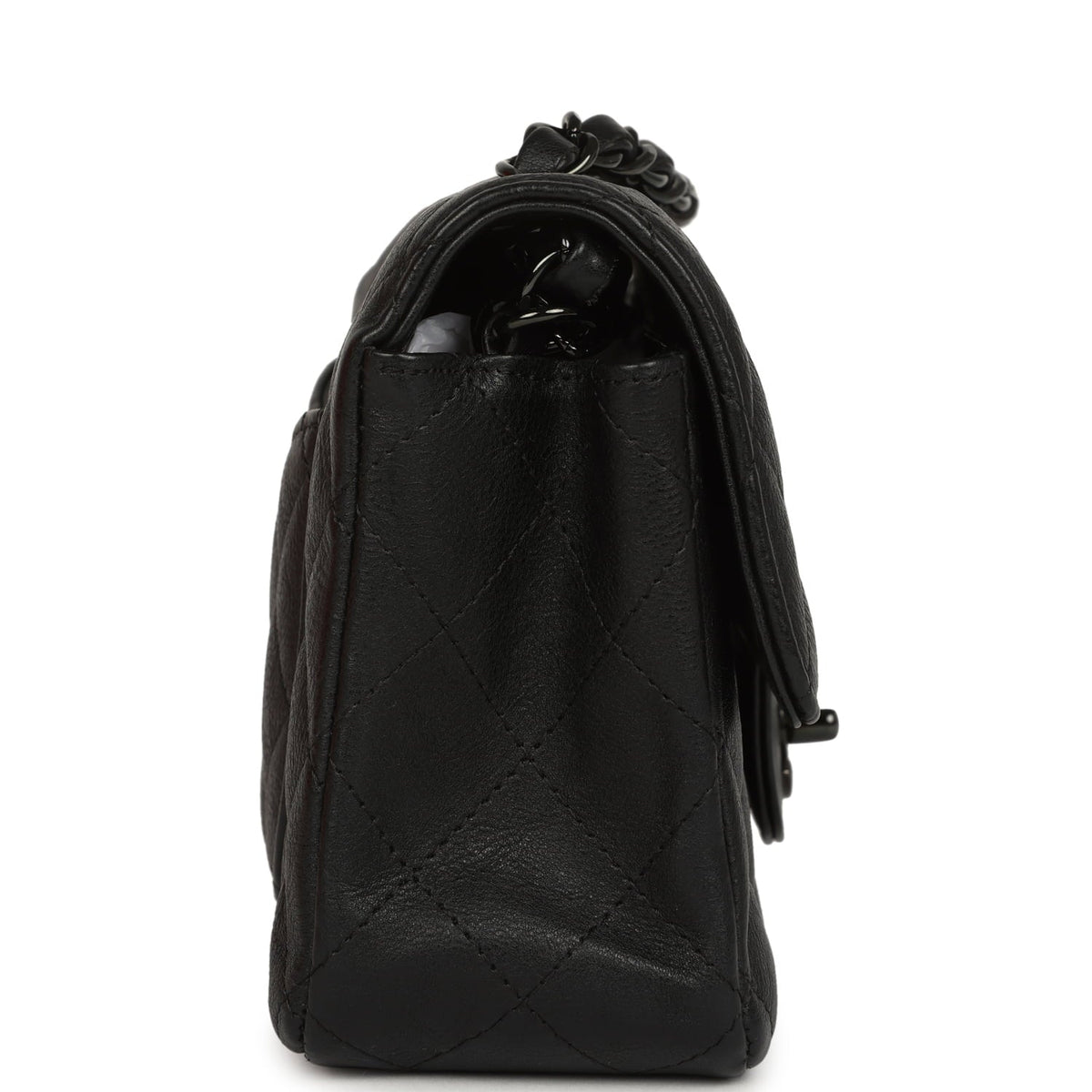 Pre-owned Chanel Mini Classic Rectangular Flap Bag So Black Crumpled Calfskin Black Hardware