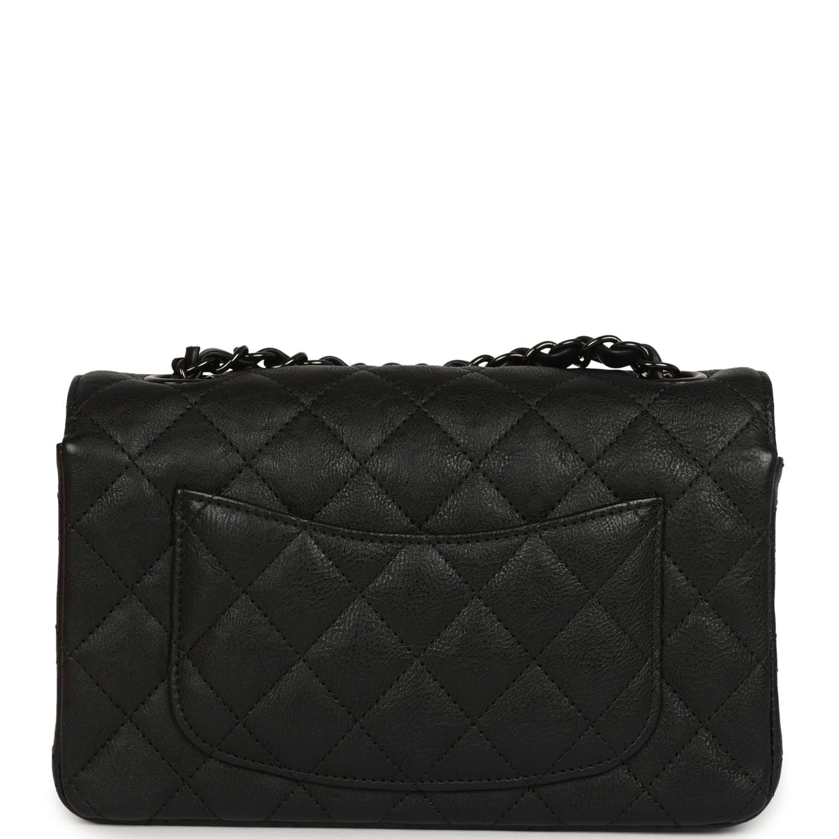 Pre-owned Chanel Mini Classic Rectangular Flap Bag So Black Crumpled Calfskin Black Hardware