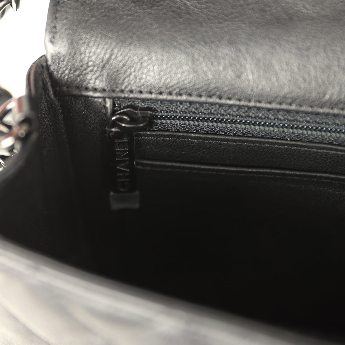 Pre-owned Chanel Mini Classic Rectangular Flap Bag So Black Crumpled Calfskin Black Hardware