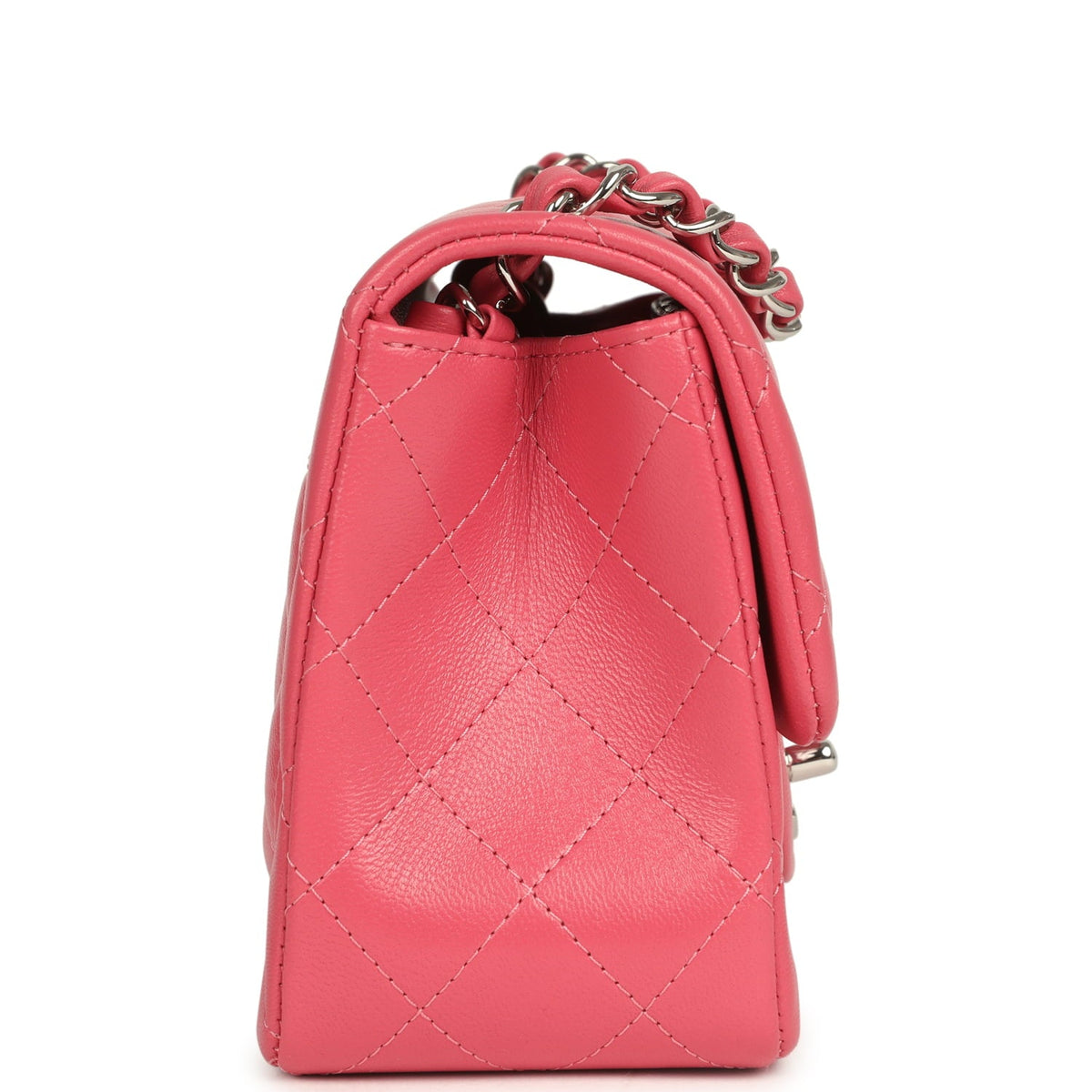 Chanel Mini Classic Square Flap Bag Pink Lambskin Silver Hardware