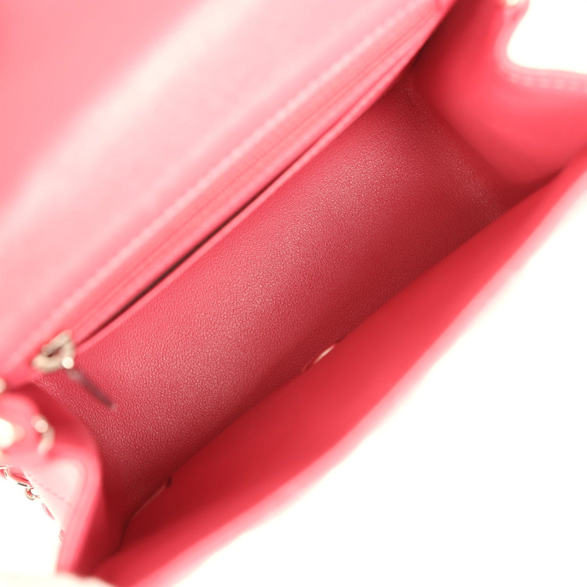 Chanel Mini Classic Square Flap Bag Pink Lambskin Silver Hardware