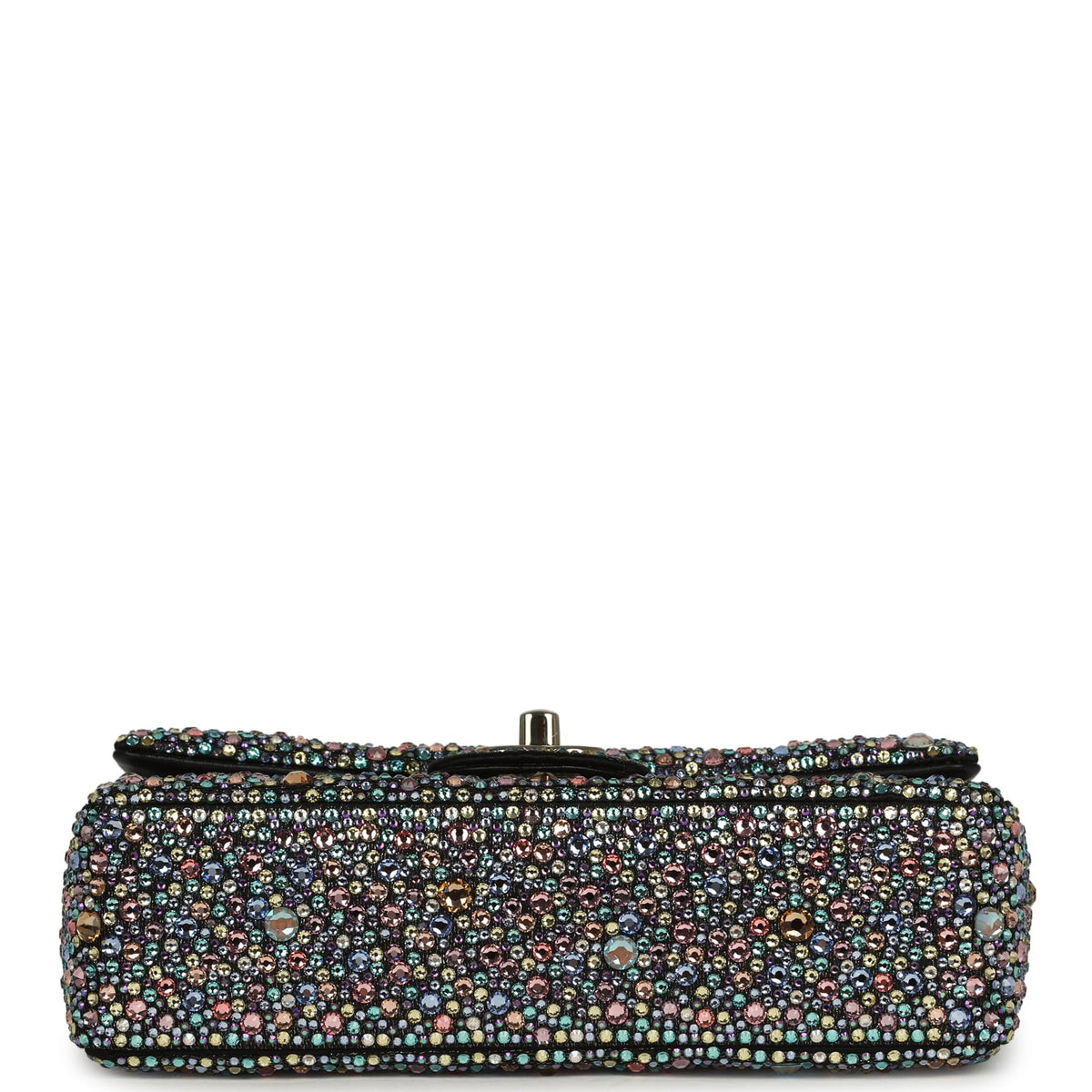 Chanel Mini Bedazzled Classic Rectangular Flap Bag Multicolor Crystals, Black Fabric Light Gold Hardware