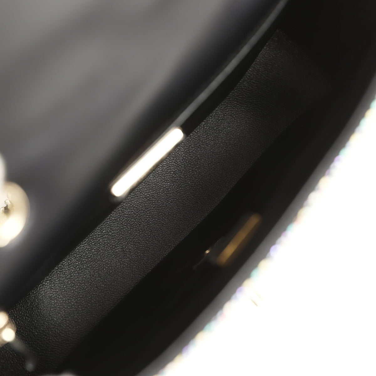 Chanel Mini Bedazzled Classic Rectangular Flap Bag Multicolor Crystals, Black Fabric Light Gold Hardware
