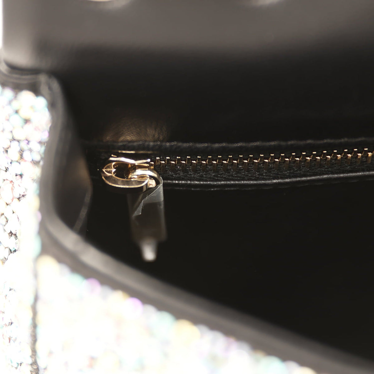 Chanel Mini Bedazzled Classic Rectangular Flap Bag Multicolor Crystals, Black Fabric Light Gold Hardware