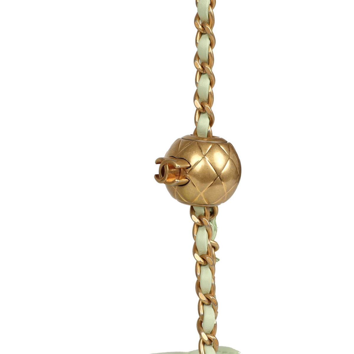 Chanel Mini Square Pearl Crush Flap Bag Light Green Lambskin Antique Gold Hardware