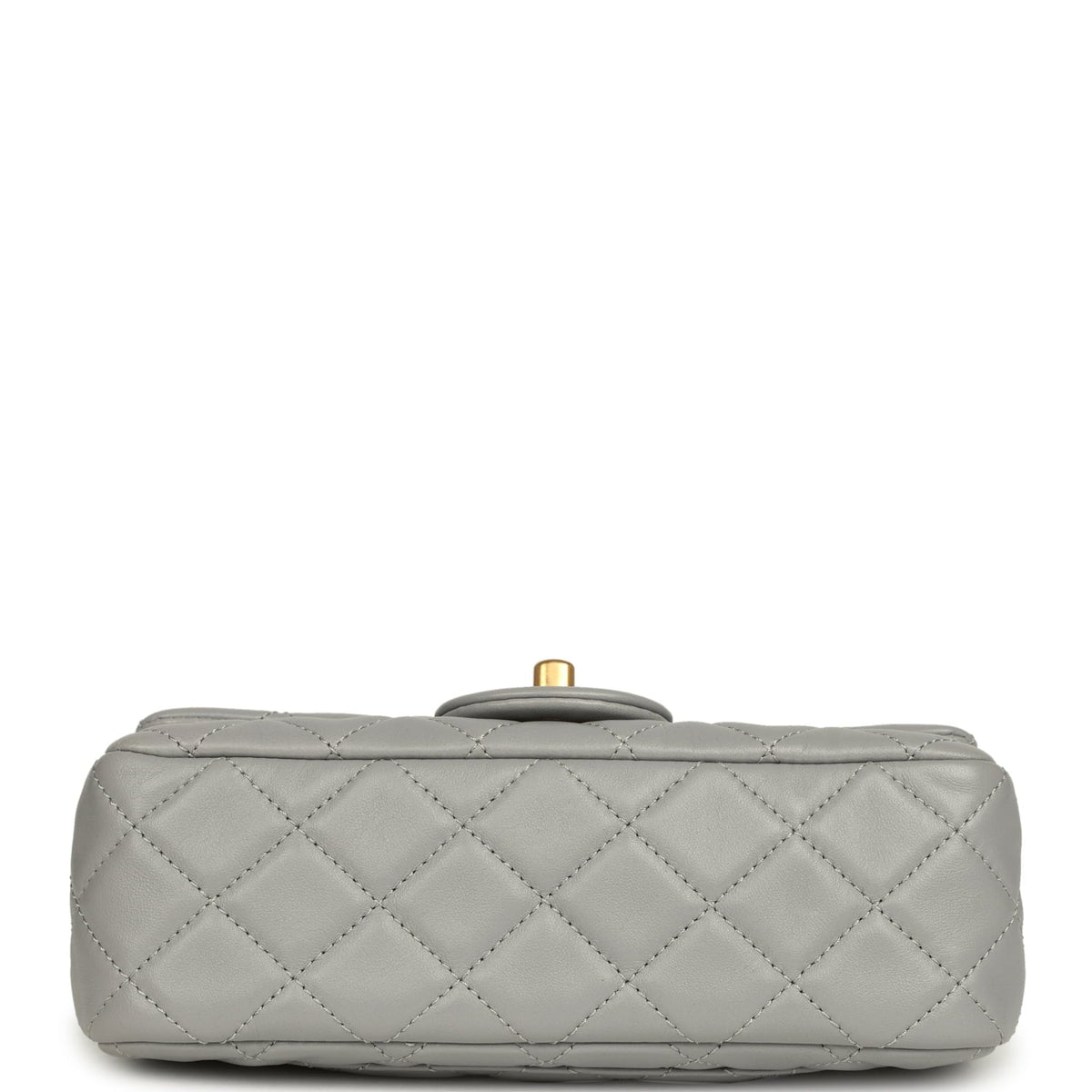 Pre-owned Chanel Mini Pearl Crush Rectangular Flap Bag Grey Lambskin Brushed Gold Hardware