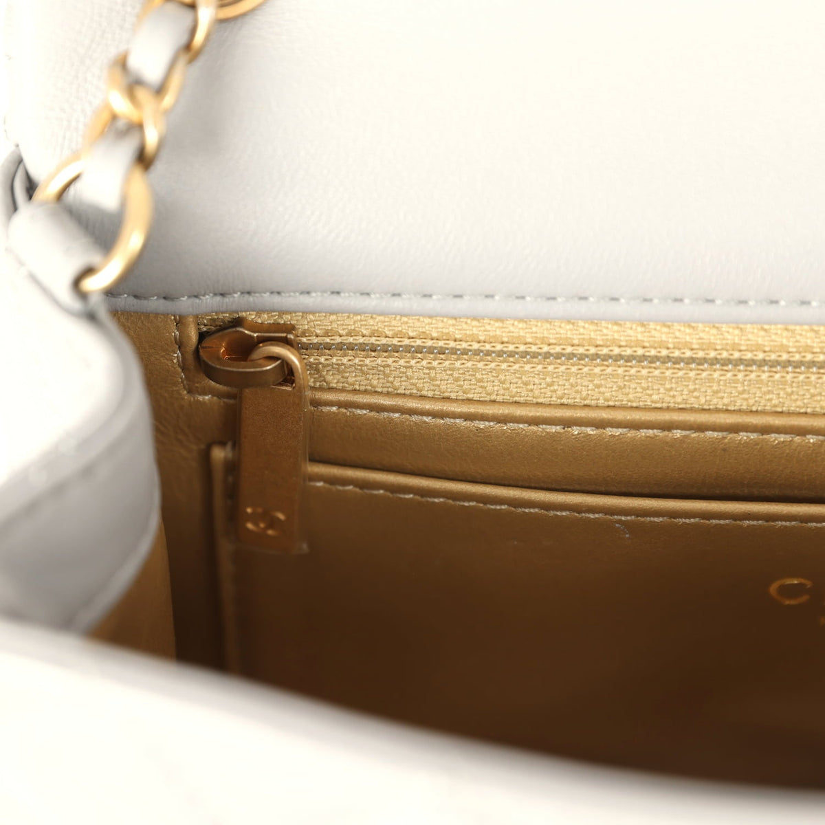Pre-owned Chanel Mini Pearl Crush Rectangular Flap Bag Grey Lambskin Brushed Gold Hardware