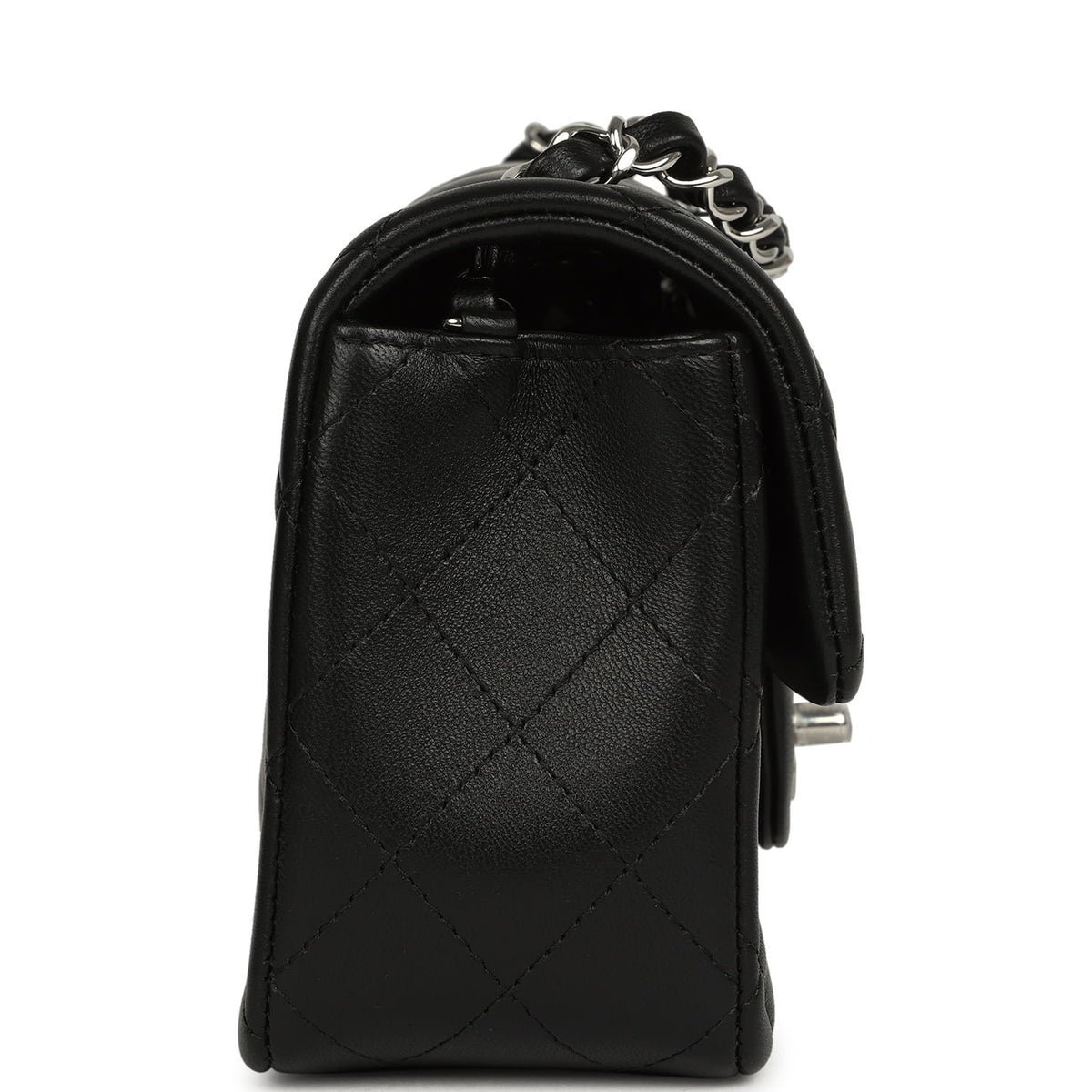 Chanel Mini Classic Rectangular Flap Bag Black Lambskin Silver Hardware