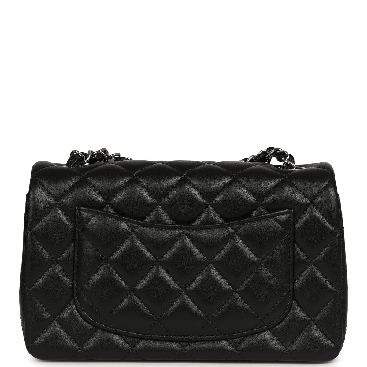 Chanel Mini Classic Rectangular Flap Bag Black Lambskin Silver Hardware