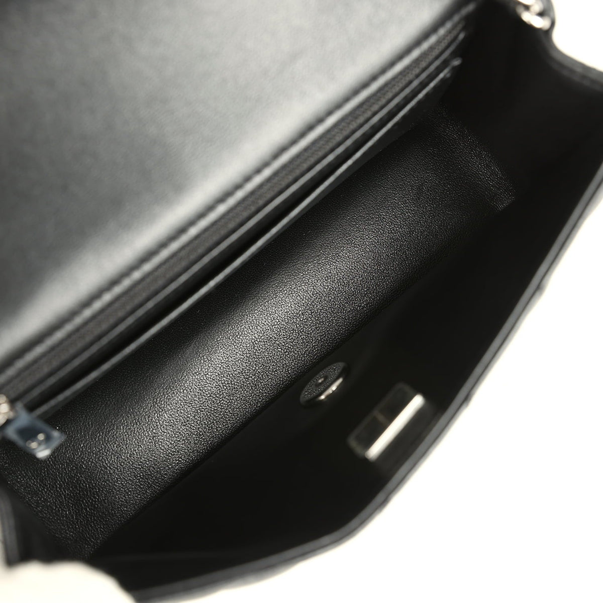 Chanel Mini Classic Rectangular Flap Bag Black Lambskin Silver Hardware